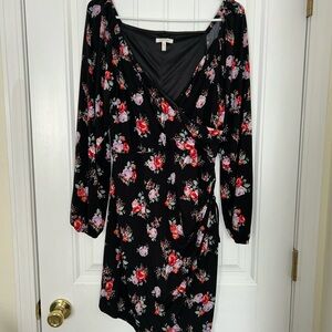 Floral Black Wrap Dress Maurice’s Size Large